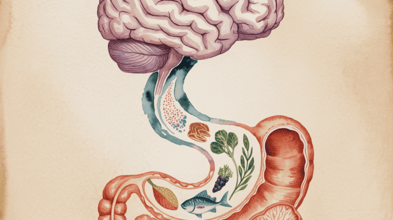 Brain-gut connection illustration for anti-inflammatory diet.
